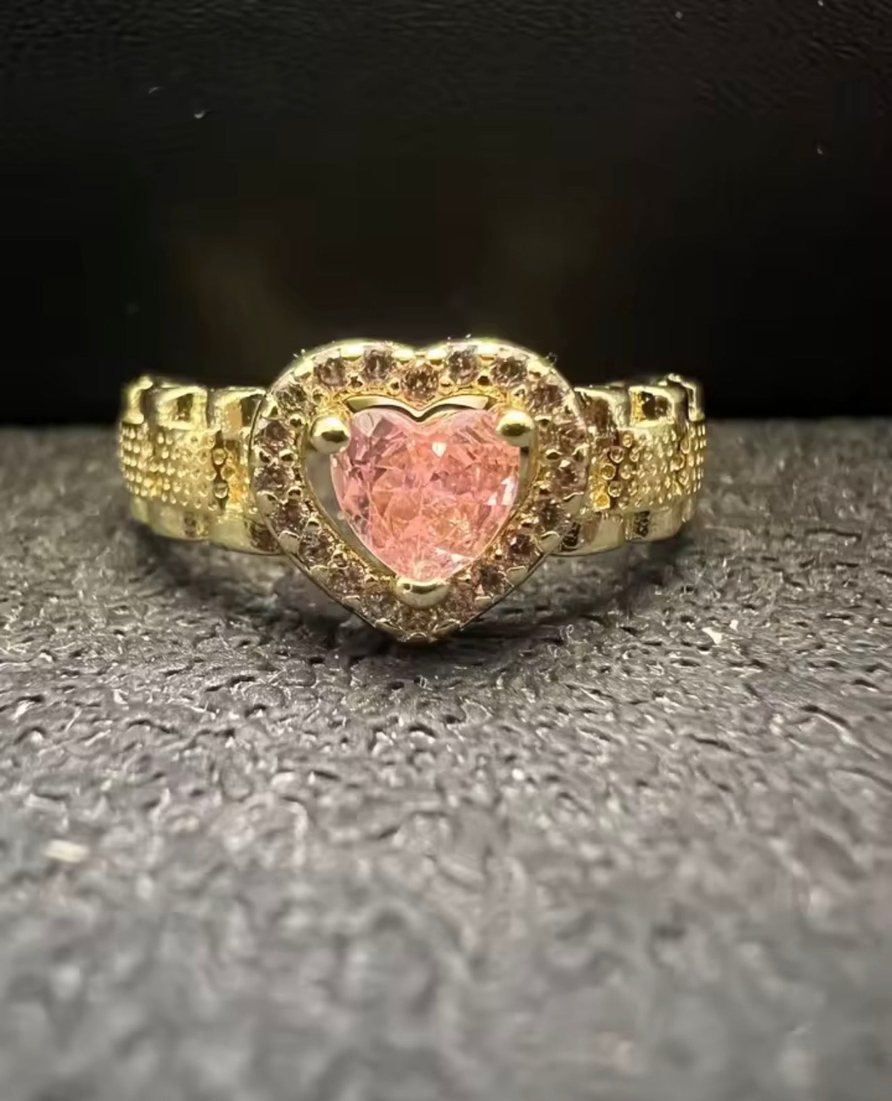 Pink Heart Rollie Ring