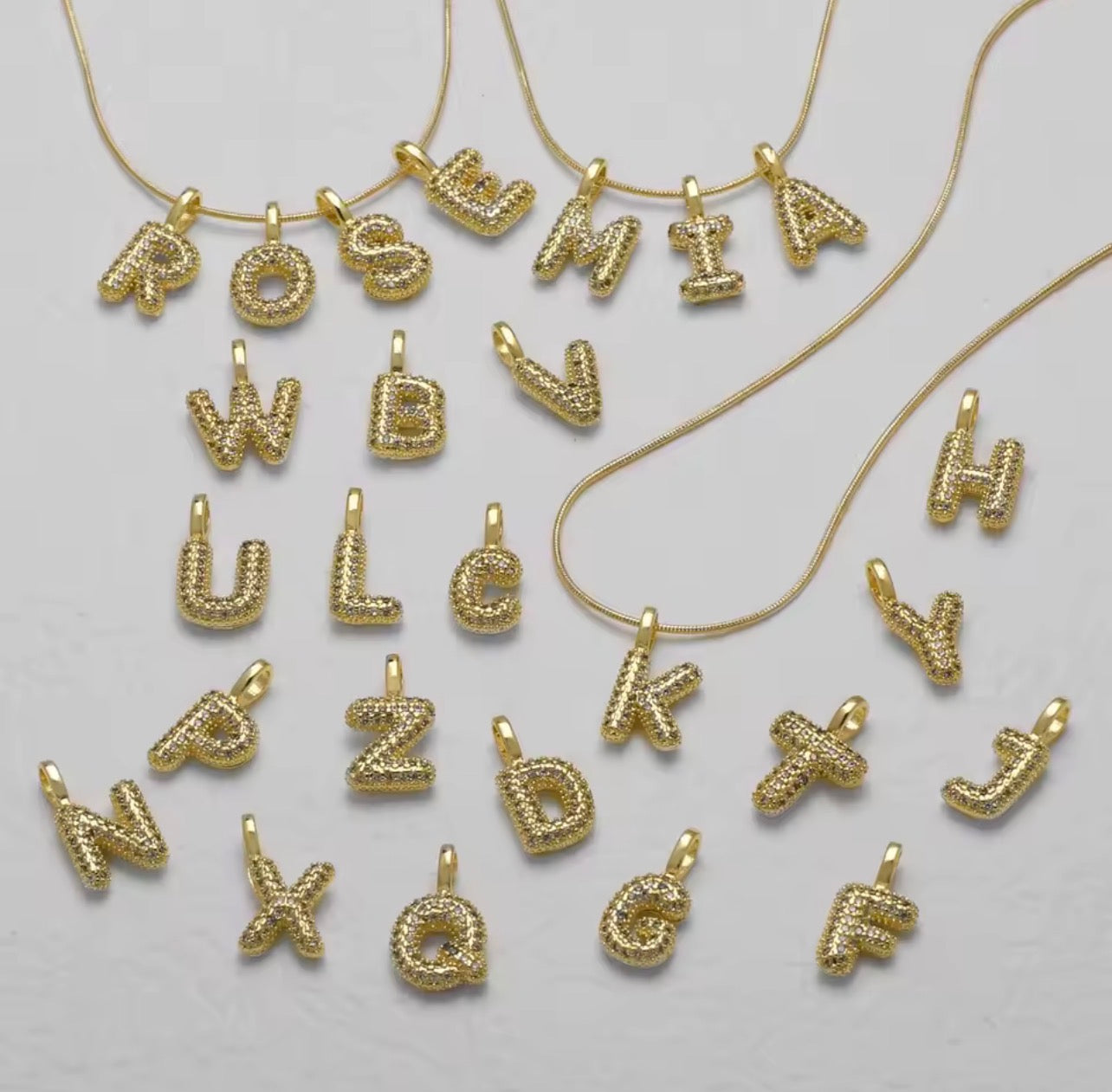 Custom Bubble Initial Necklace