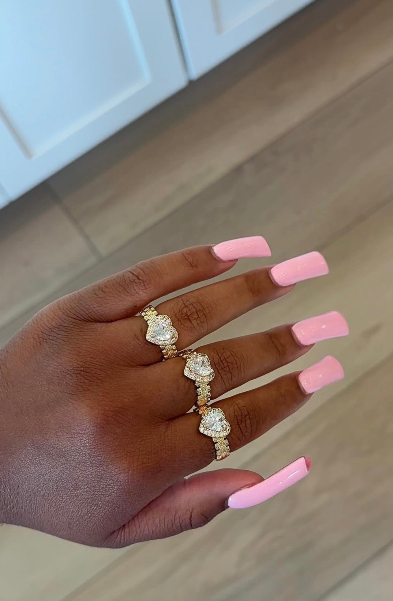Pink Heart Rollie Ring