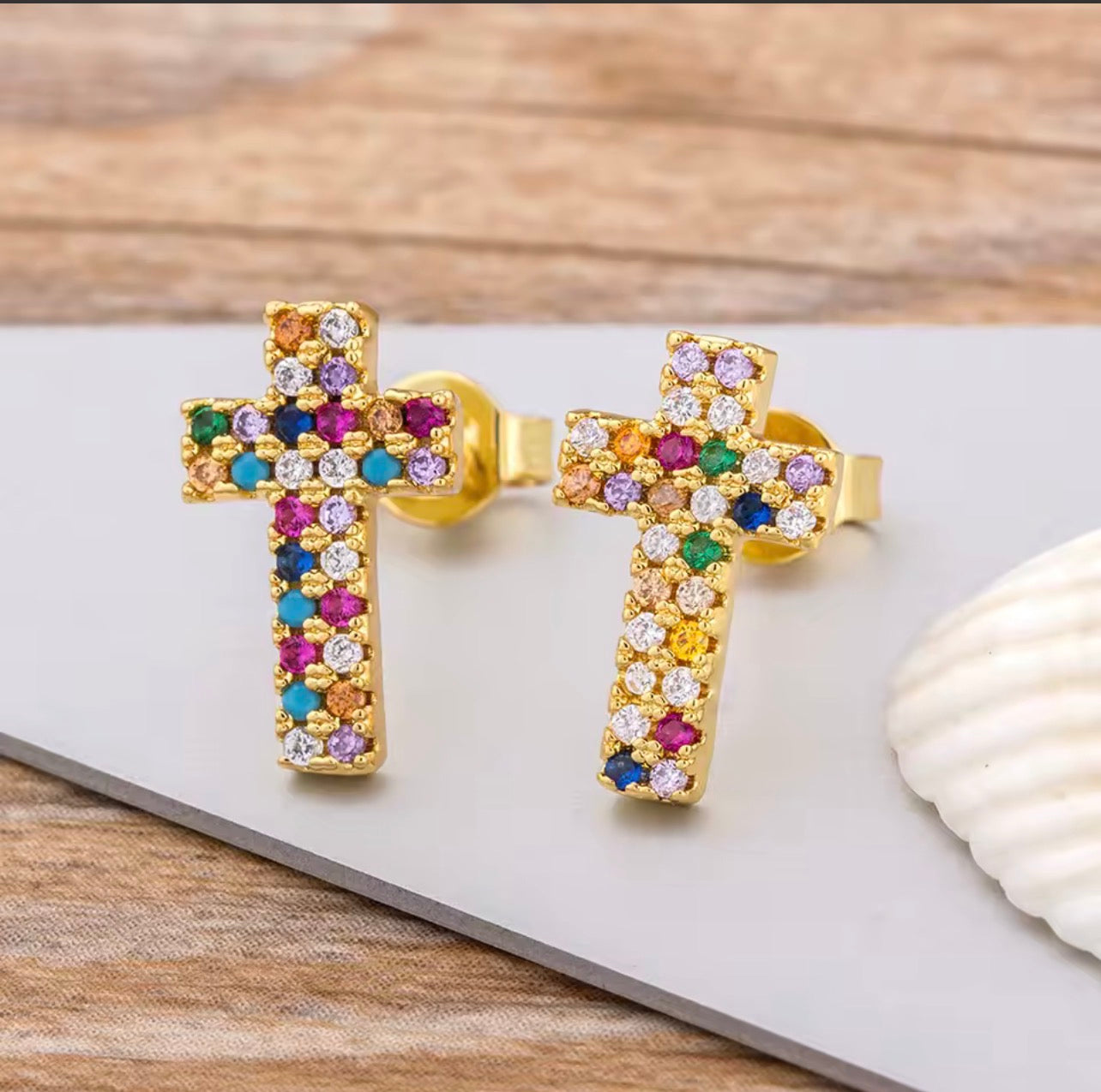 Multi Color Cross Studs