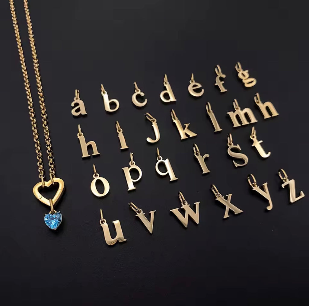 Blue Heart Charm Initial