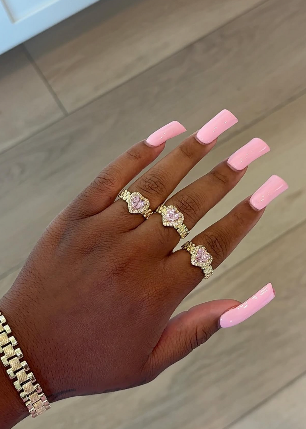 Pink Heart Rollie Ring