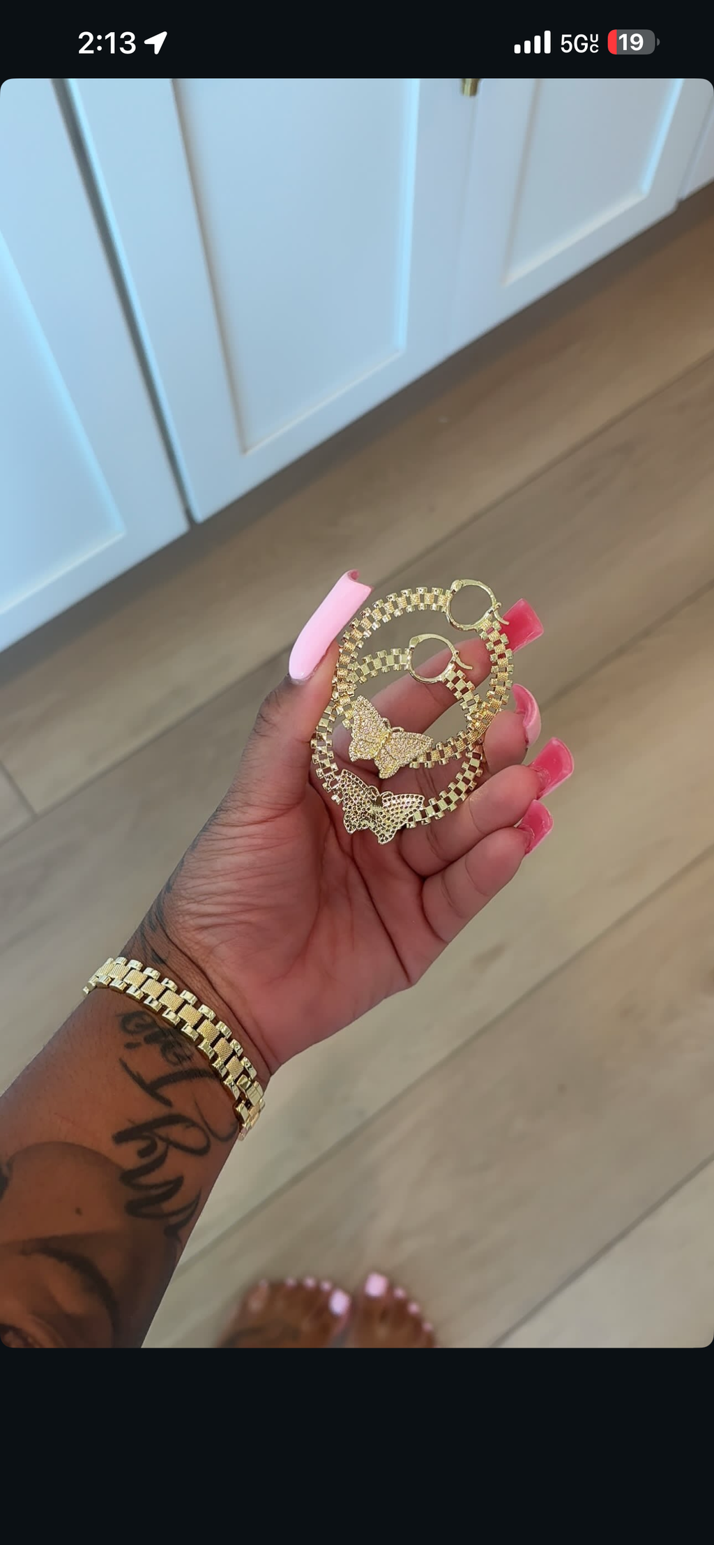 Rolex Bling Butterfly Hoops