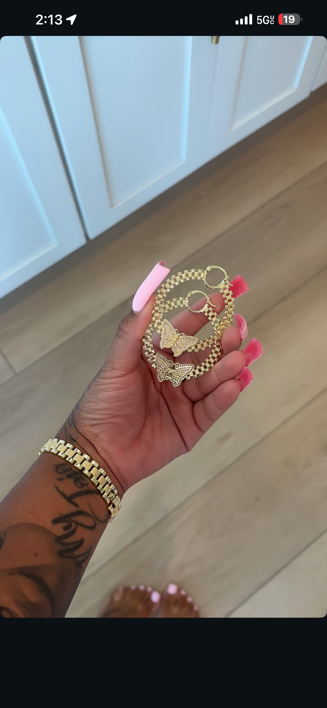 Rolex Bling Butterfly Hoops
